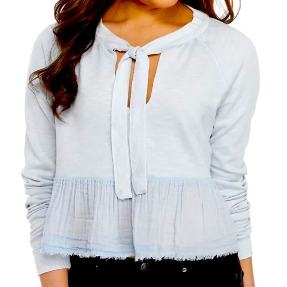 Free People Sweet Jane Pullover Top in Ice Blue Small